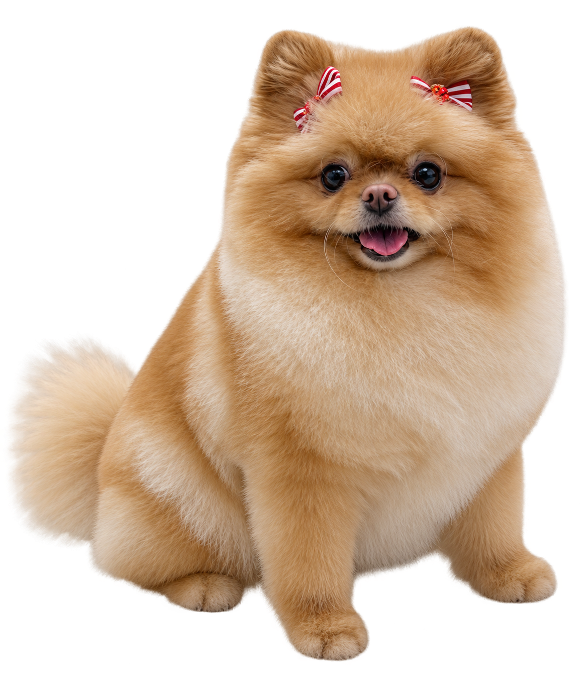 Bakımlı, fiyonklu Pomeranian köpeği